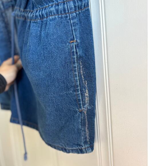 Vintage Avon Style Jean Hidden Button Adjustable Waist Duster Coat Women's Large - Picture 6 of 9
